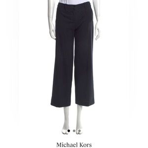 Micheal Kors virgin wool pin-striped blue wide legged trouser.  Fits 4/6